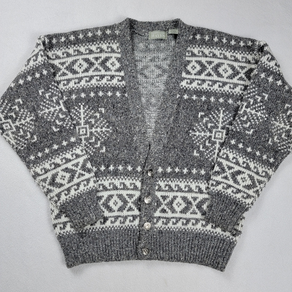 Vintage Christopher Hayes Cardigan Sweater Men's Medium Gray Wool Blend